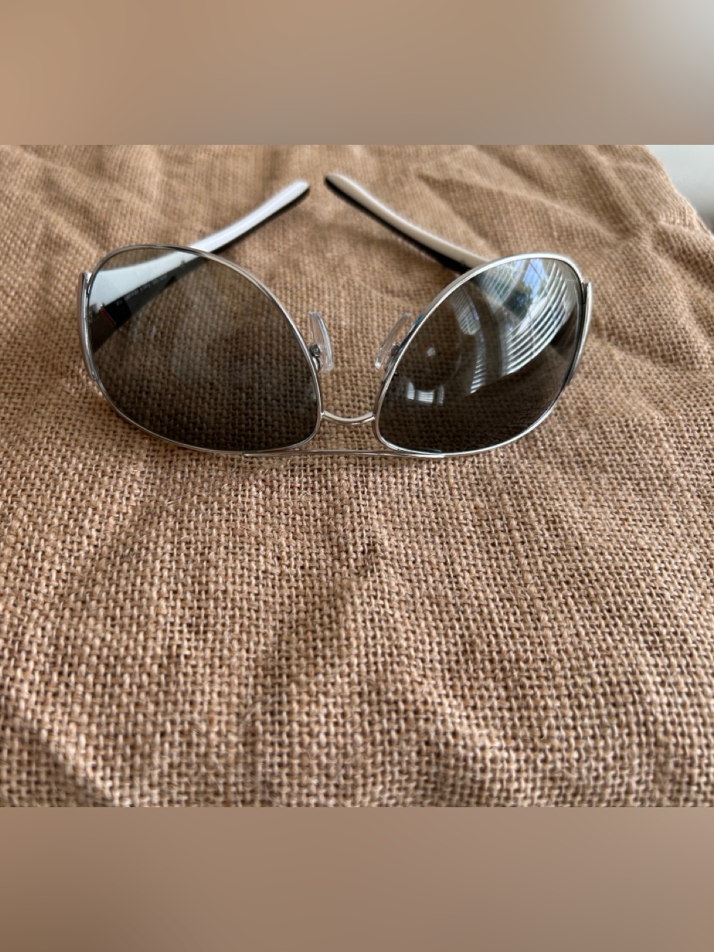 Prada Silver Framed Aviator Sunglasses with Gray Lenses SPR 85G64*14 6BA-3M1 115 - Picture 6 of 7